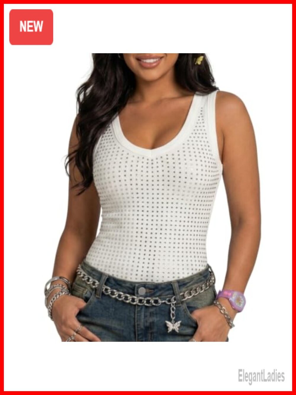 Rhinestone Sparkly Sequin Tank Top